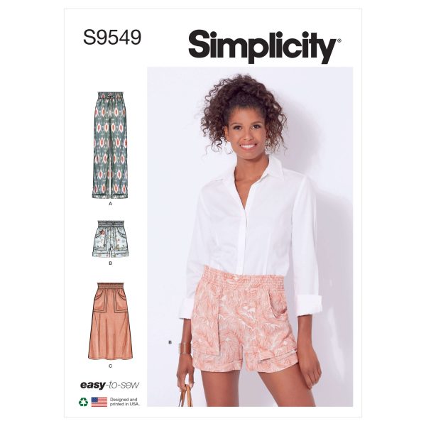Simplicity Sewing Pattern S9549 Misses' Trousers, Shorts and Skirt