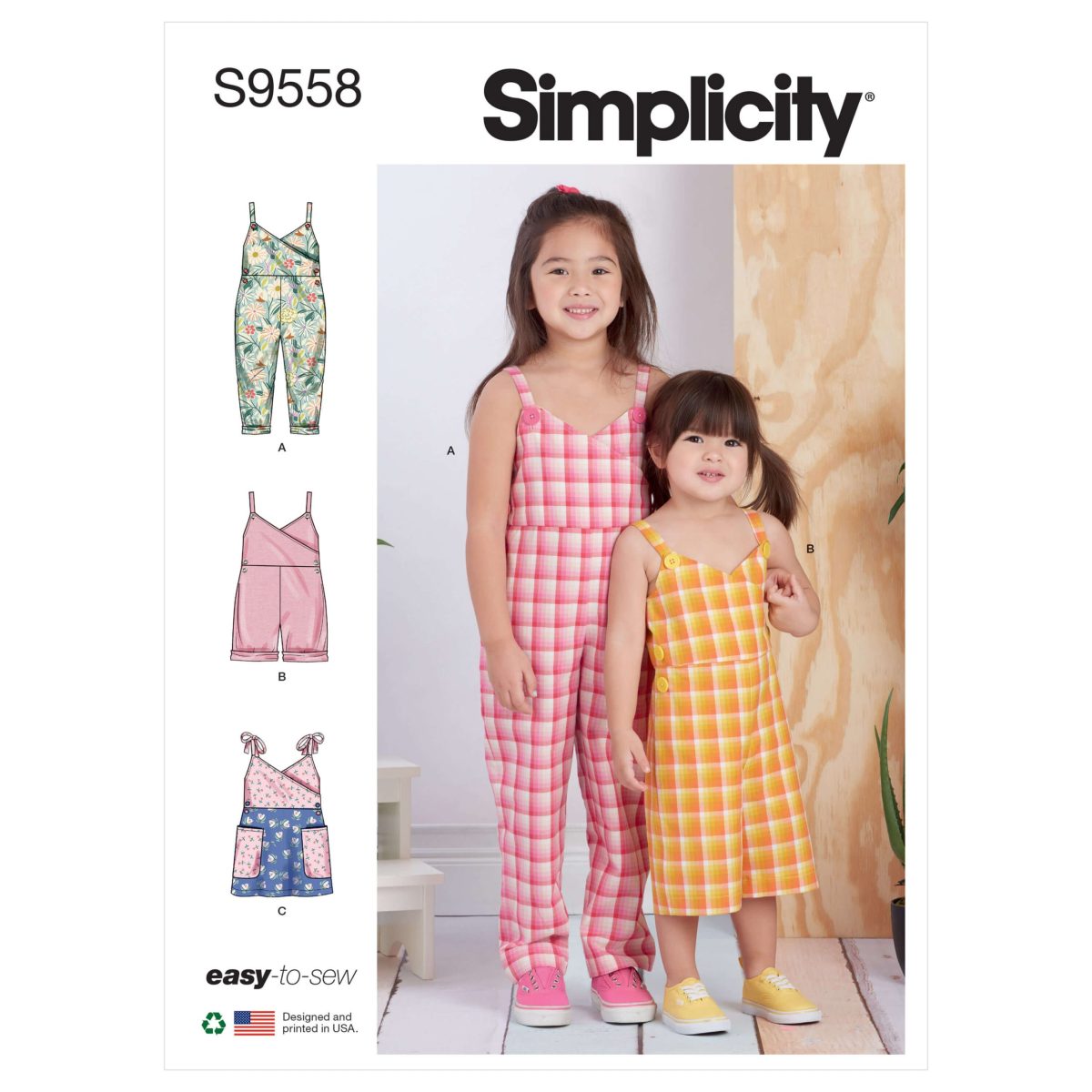 Simplicity Sewing Pattern S9558 Toddlers' and Children's Jumpsuit, Romper and Jumper