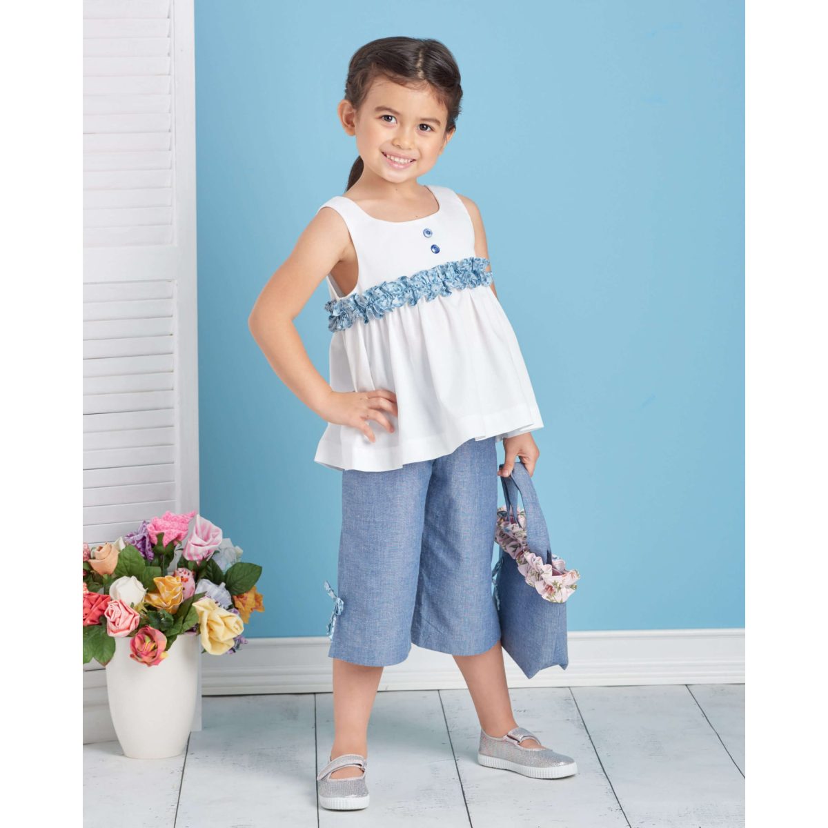 Simplicity Sewing Pattern S9559 Children's Dress, Top, Trousers, Purses and Headband