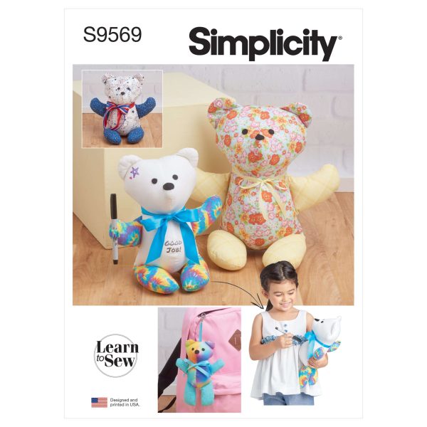 Simplicity Sewing Pattern S9569 Learn to Sew Plush Memory Bears