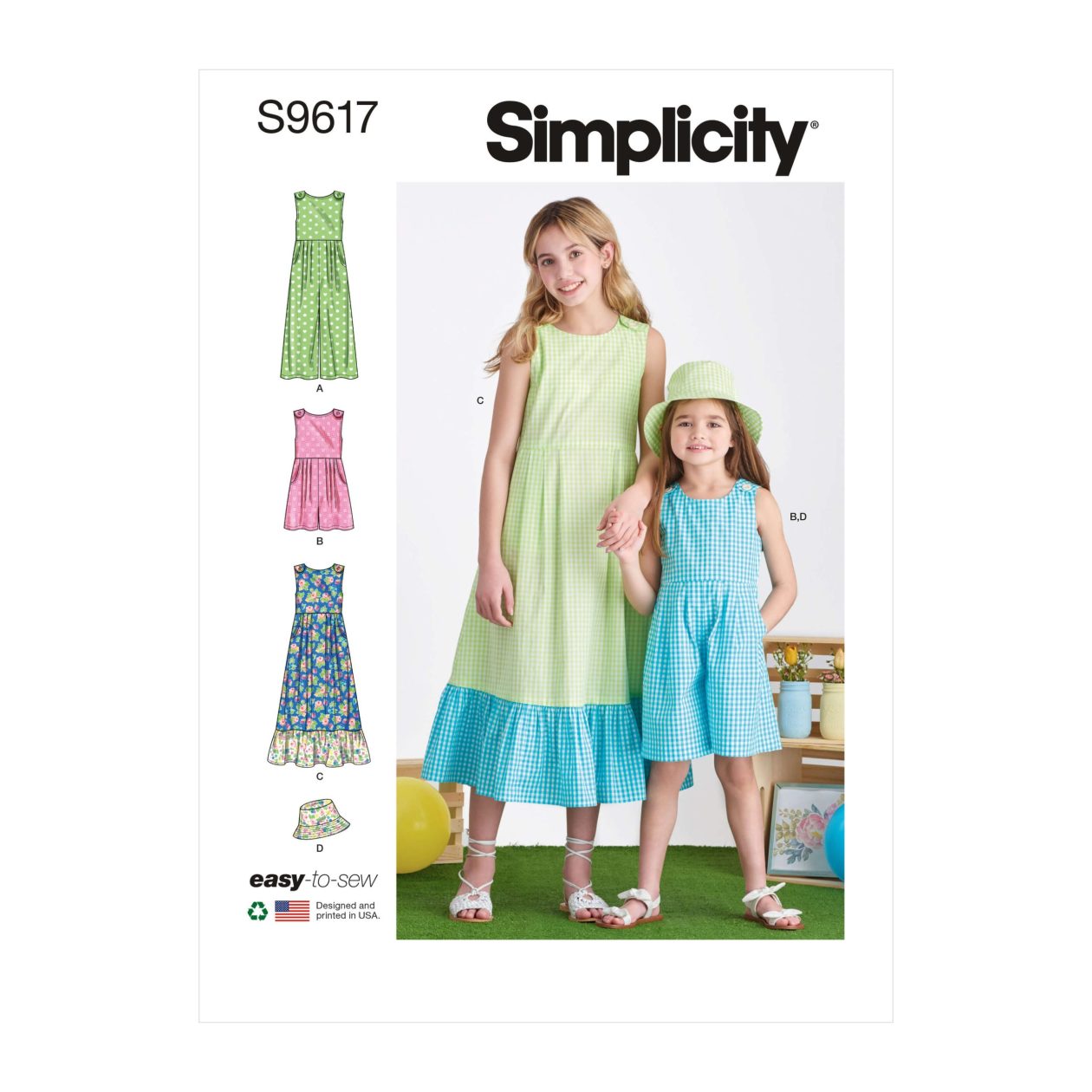 Simplicity Sewing Pattern S9617 Children's and Girls' Jumpsuit, Romper and Dress