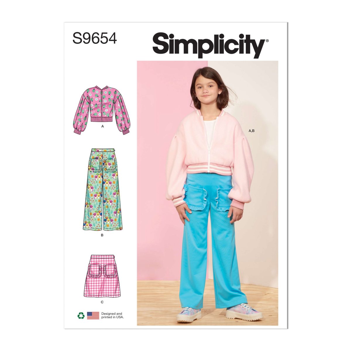 Simplicity Sewing Pattern S9654 Children's and Girls' Jacket, Trousers and Skirt