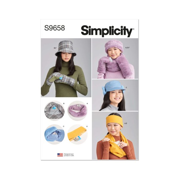 Simplicity Sewing Pattern S9658 Misses' Hats, Headband, Mittens, Cowl and Infinity Scarf