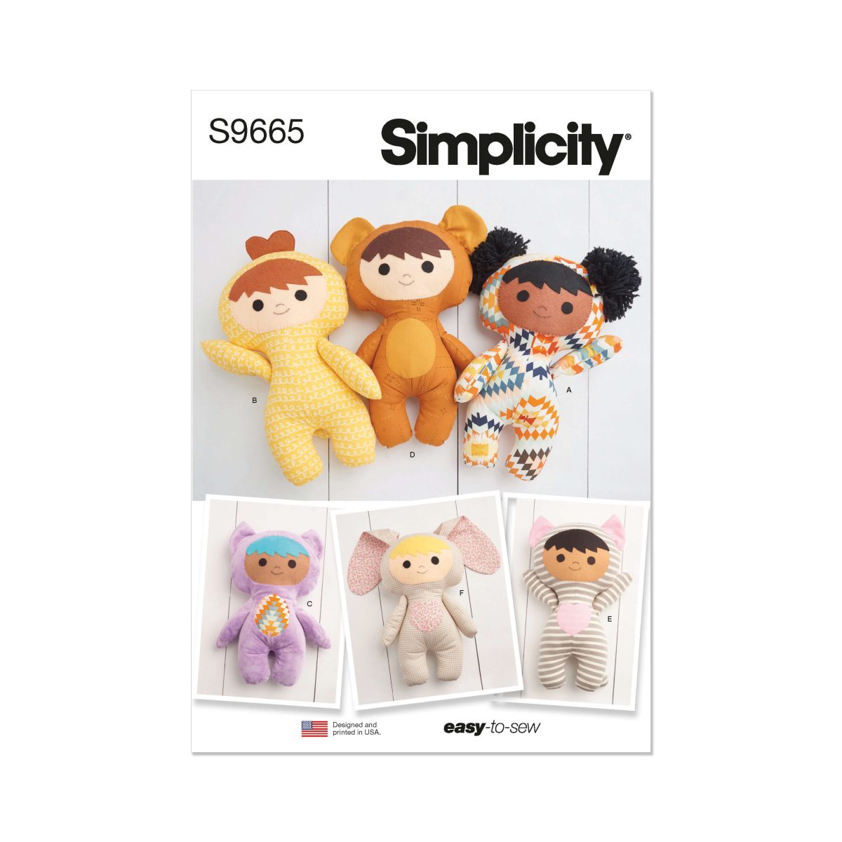 Simplicity Sewing Pattern S9665 Plush Dolls