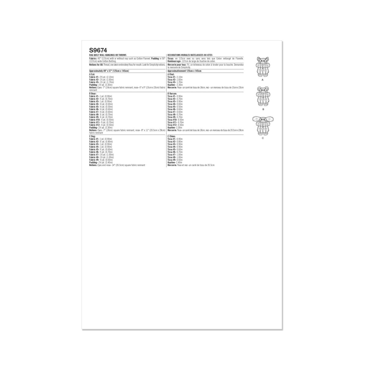 Simplicity Sewing Pattern S9674 Rag Quilt by Longia Miller