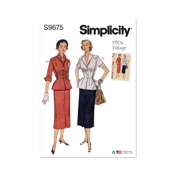 Simplicity Sewing Pattern S9675 Misses' Vintage Skirt and Jacket