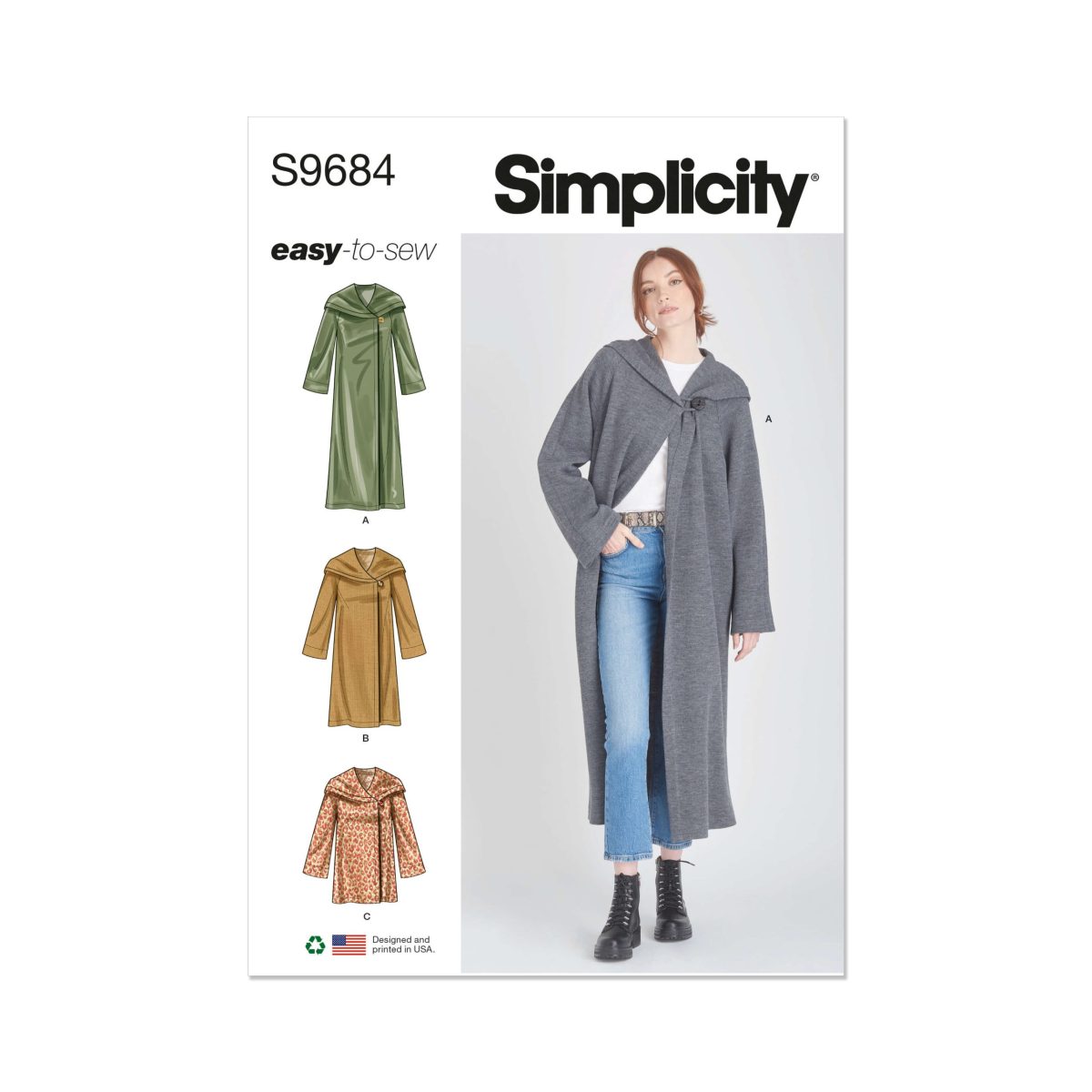 Simplicity Sewing Pattern S9684 Misses' Hooded Coats and Jacket with Length Variations