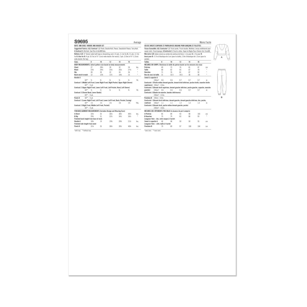 Simplicity Sewing Pattern S9695 Girls' and Boys' Hoodie and Jogger Set