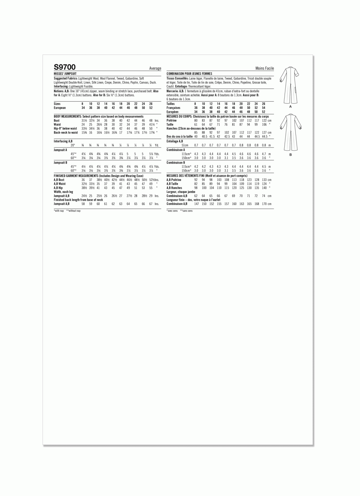 Simplicity Sewing Pattern S9700 Misses' Vintage Jumpsuit