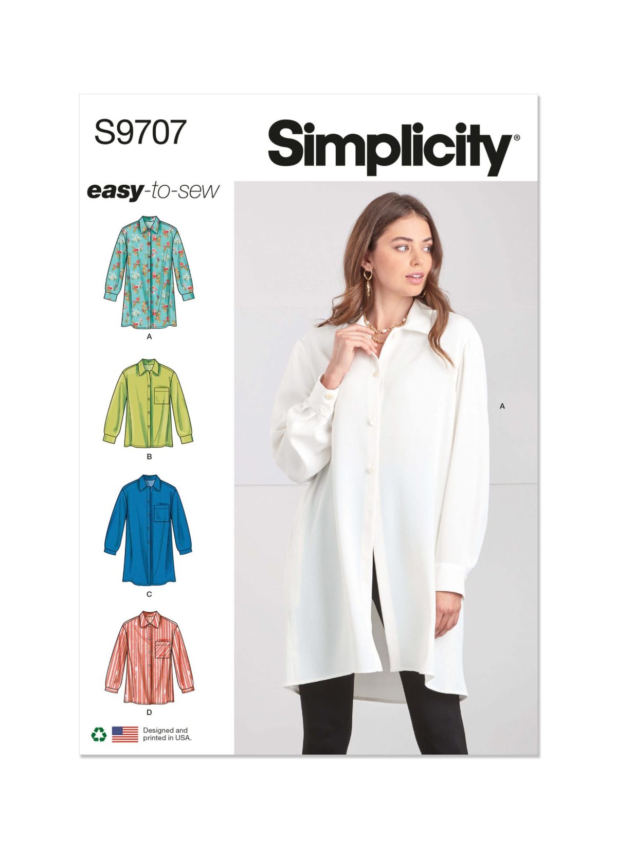 Simplicity Sewing Pattern S9707 Misses' Shirts