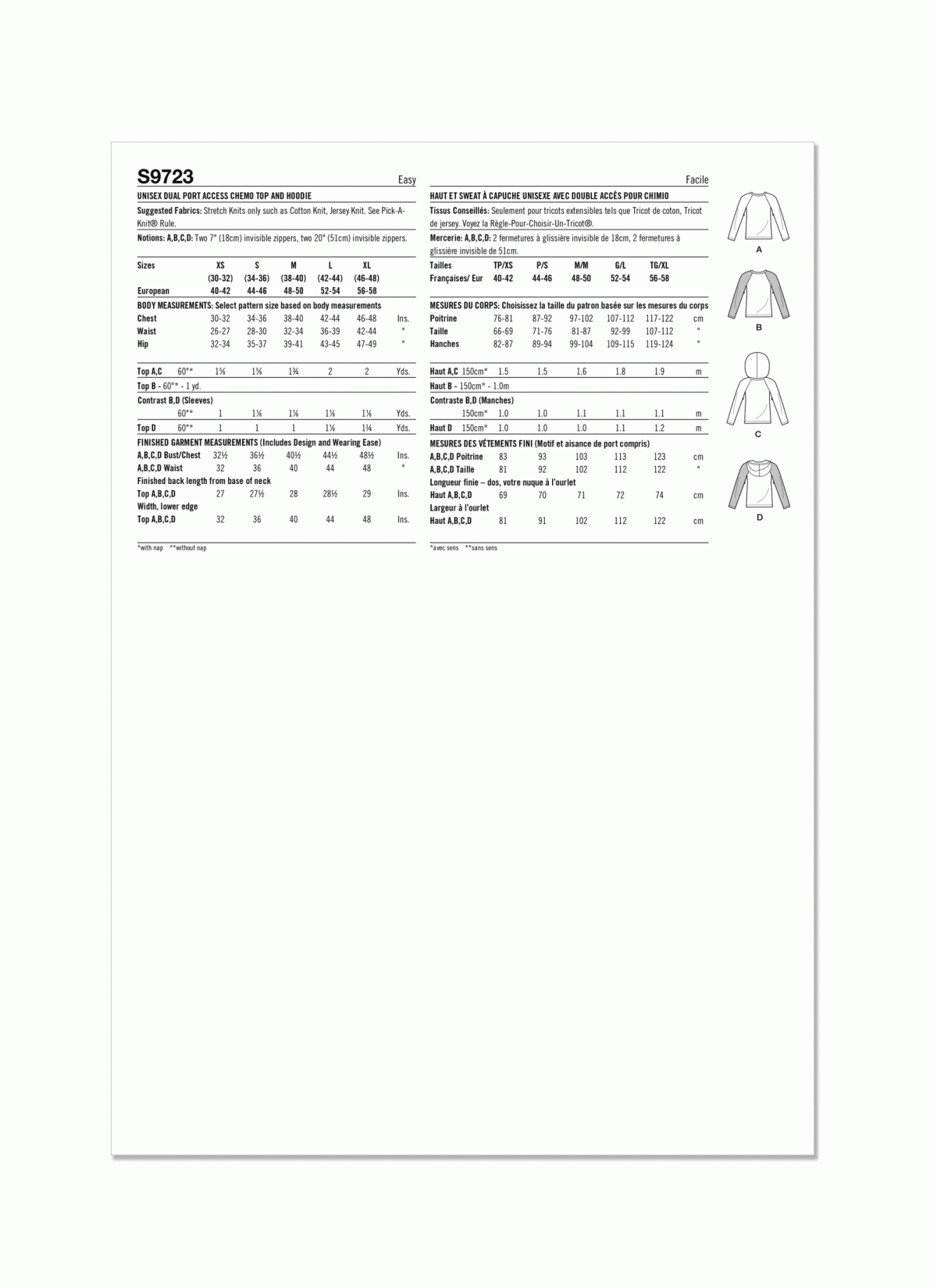 Simplicity Sewing Pattern S9723 Unisex Dual Port Access Chemo Top