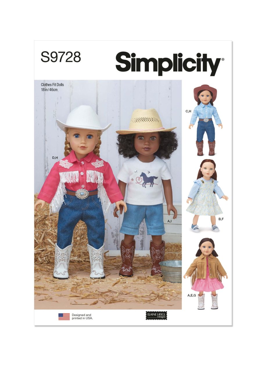 Simplicity Sewing Pattern S9728 18" Doll Clothes by Elaine Heigl Designs