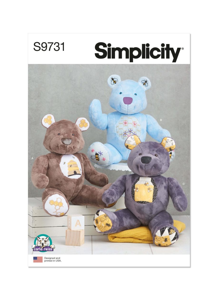 Simplicity Sewing Pattern S9731 Stuffed Bear by Carla Reiss Design