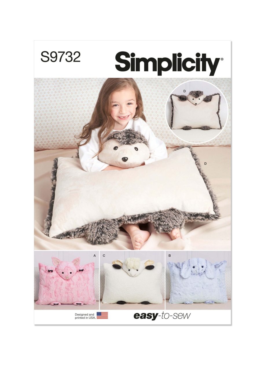 Simplicity Sewing Pattern S9732 Plush Animal Pillow Cases
