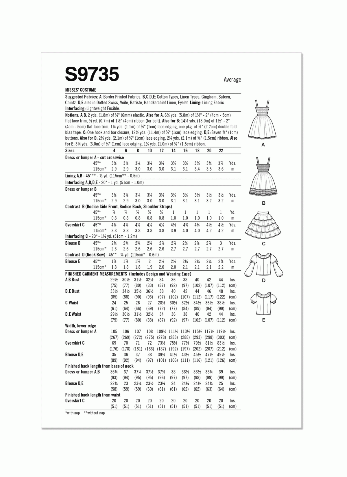 Simplicity Sewing Pattern S9735 Misses' Costume