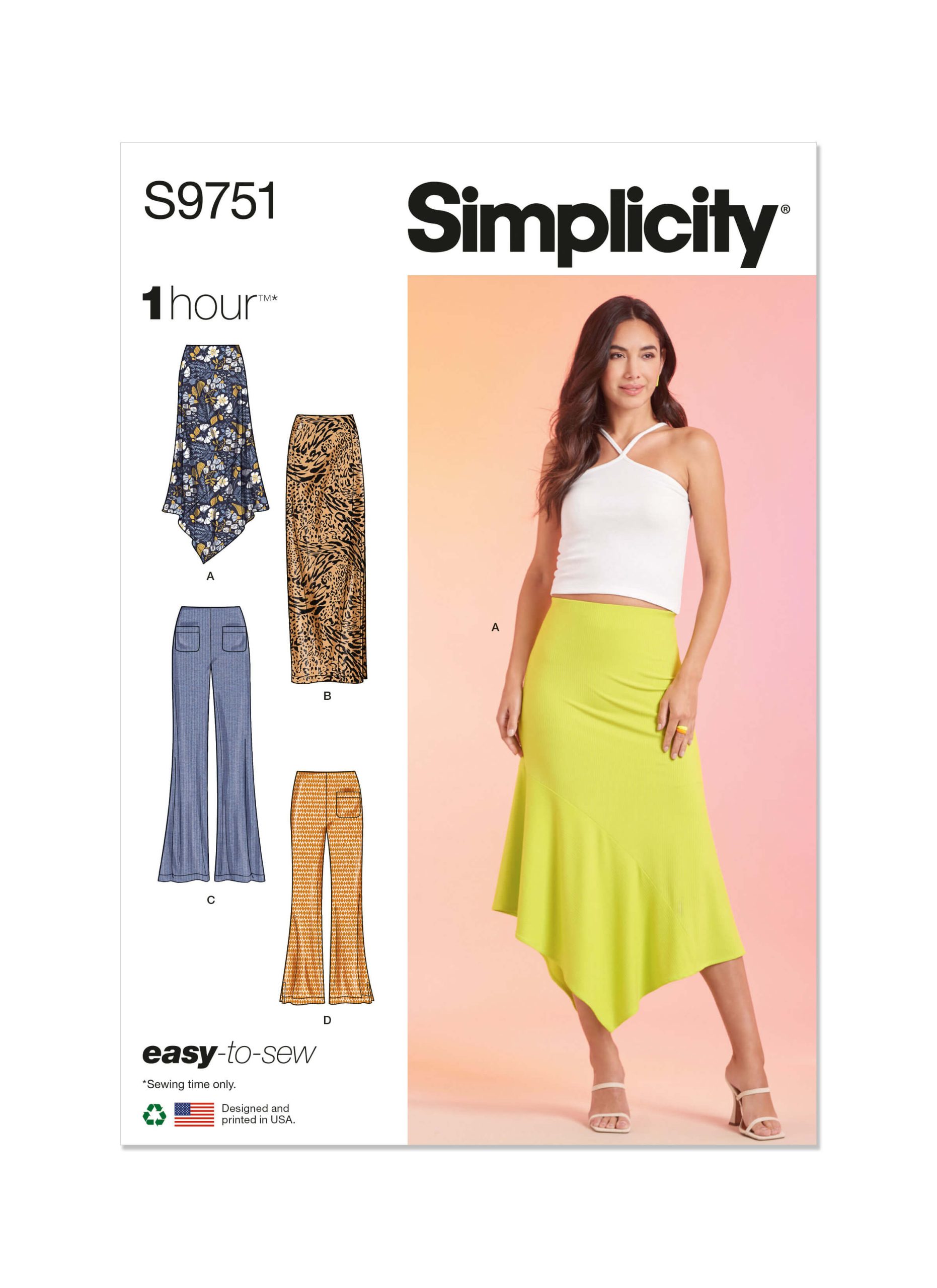 Simplicity Sewing Pattern S9751 Misses' Knit Skirts and Trousers in Two Lengths