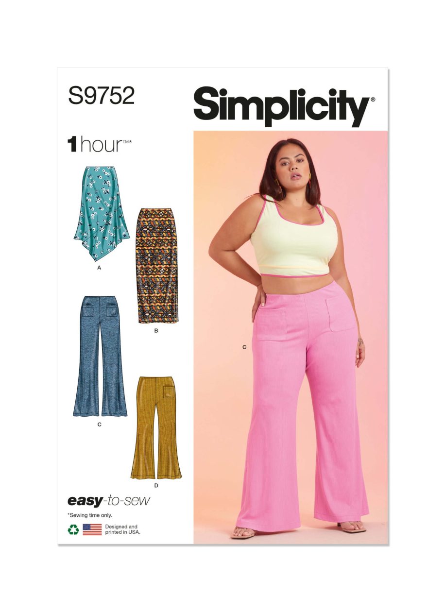 Simplicity Sewing Pattern S9752 Women's Knit Skirts and Trousers in Two Lengths