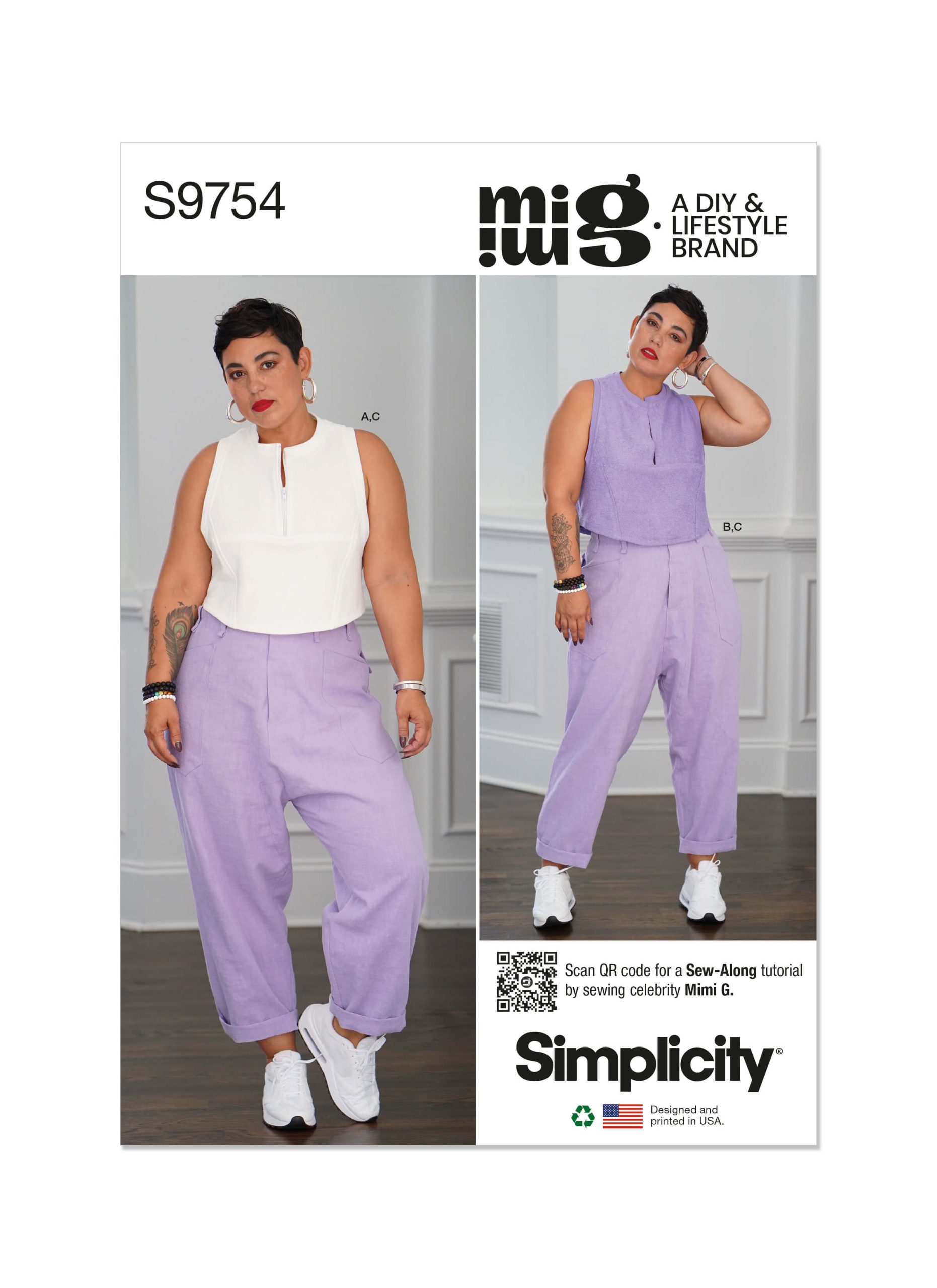 Simplicity Sewing Pattern S9754 Misses' Tops and Cargo Pants by