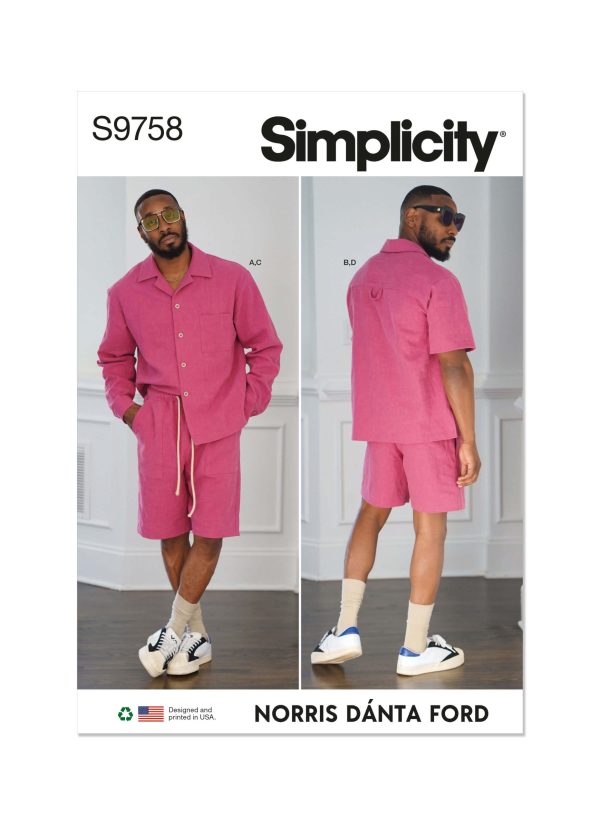 Simplicity Sewing Pattern S9758 Men's Shirts and Shorts by Norris Danta Ford