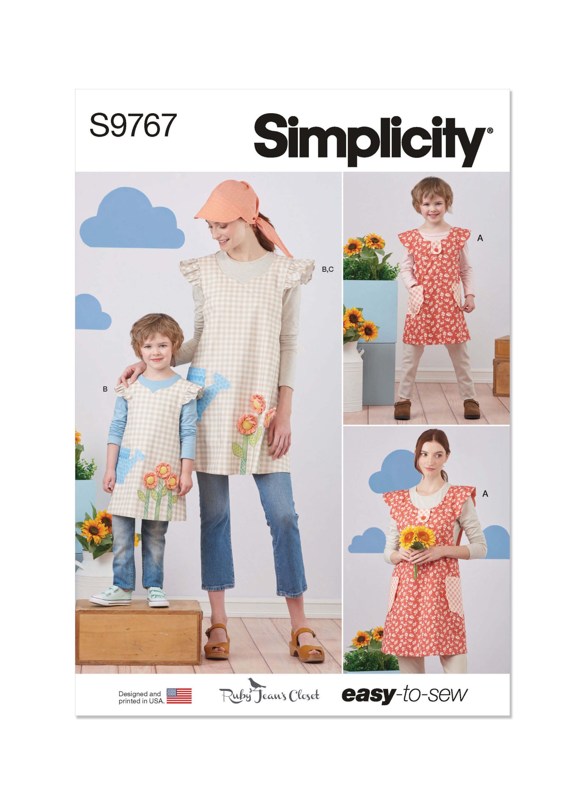 Simplicity Sewing Pattern S9767 Children’s and Misses’ Wrap Around Apron and Scarf Hat by Ruby Jean’s Closet