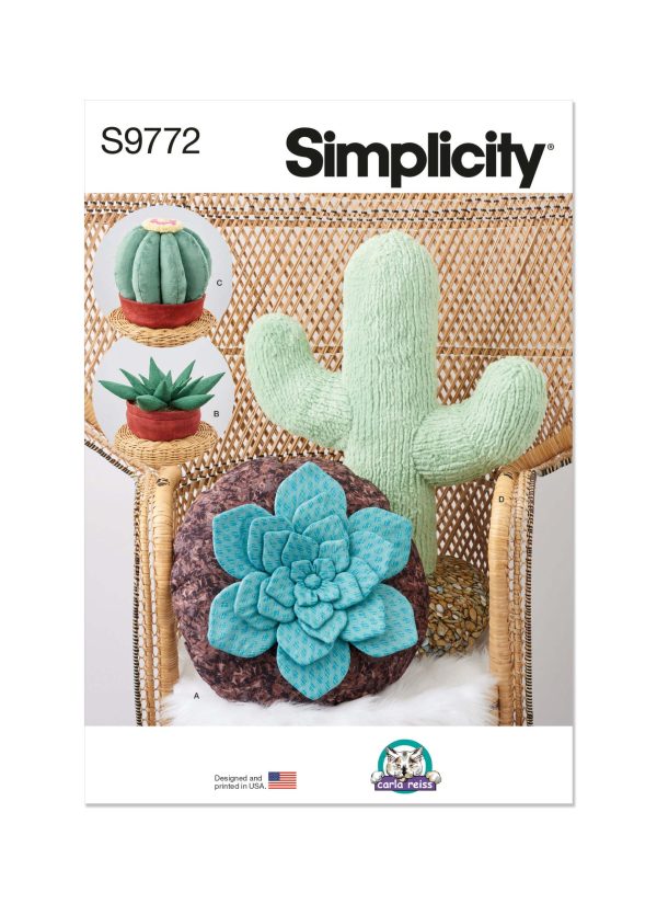 Simplicity Sewing Pattern S9772 Decorative Succulent and Cactus Plush Cushions by Carla Reiss Design