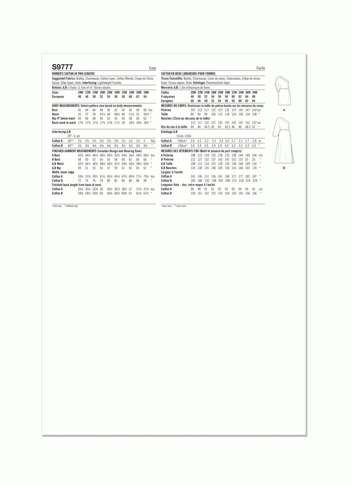 Simplicity Sewing Pattern S9777 Women's Caftan In Two Lengths by Mimi G Style