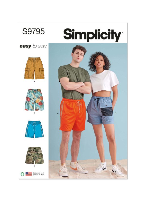 Simplicity Sewing Pattern S9795 Unisex Shorts