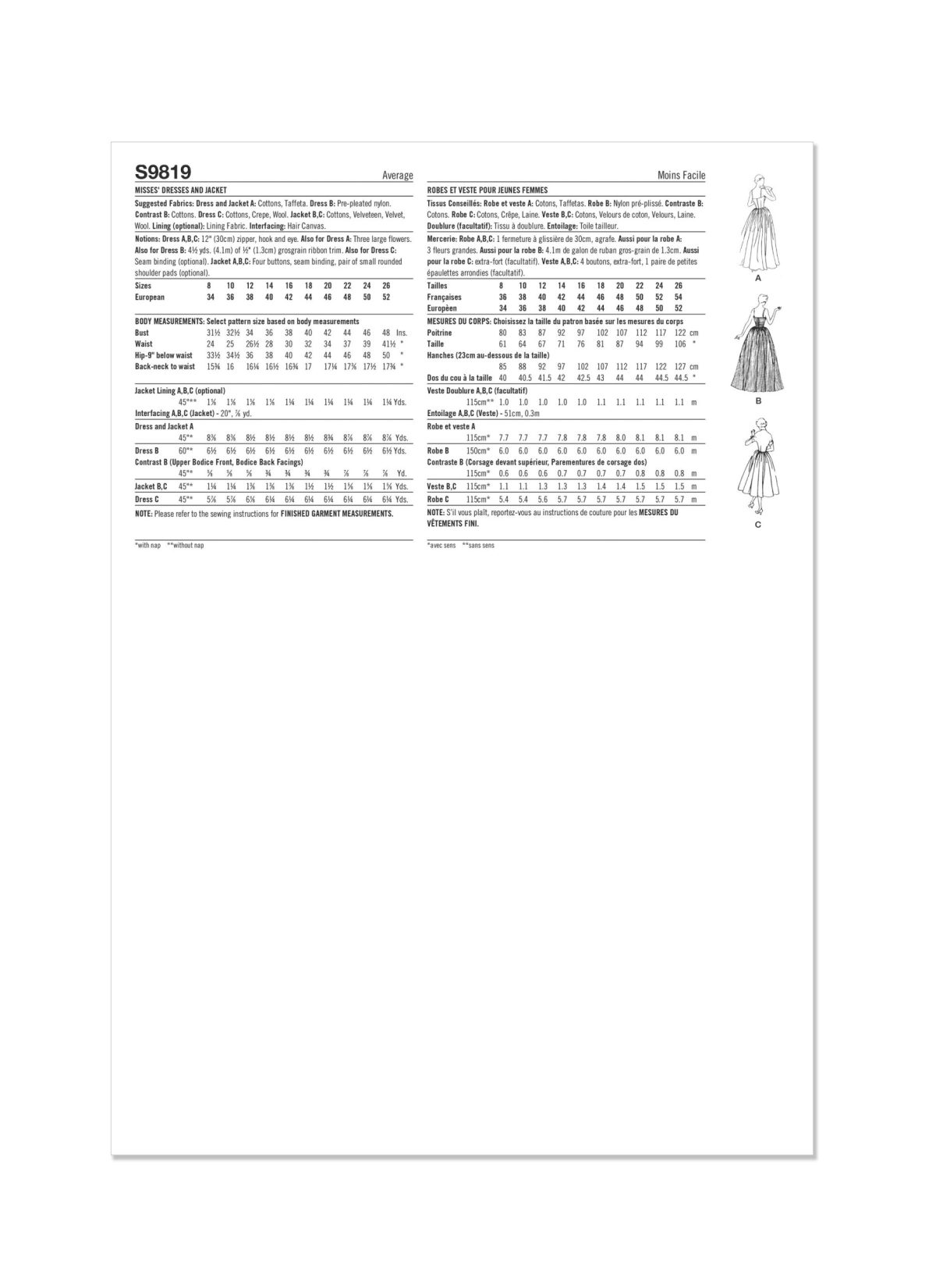Simplicity Sewing Pattern S9819 Misses' Dresses and Jacket