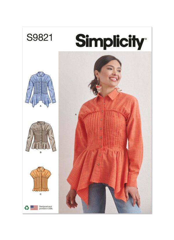 Simplicity Sewing Pattern S9821 Misses' Blouses