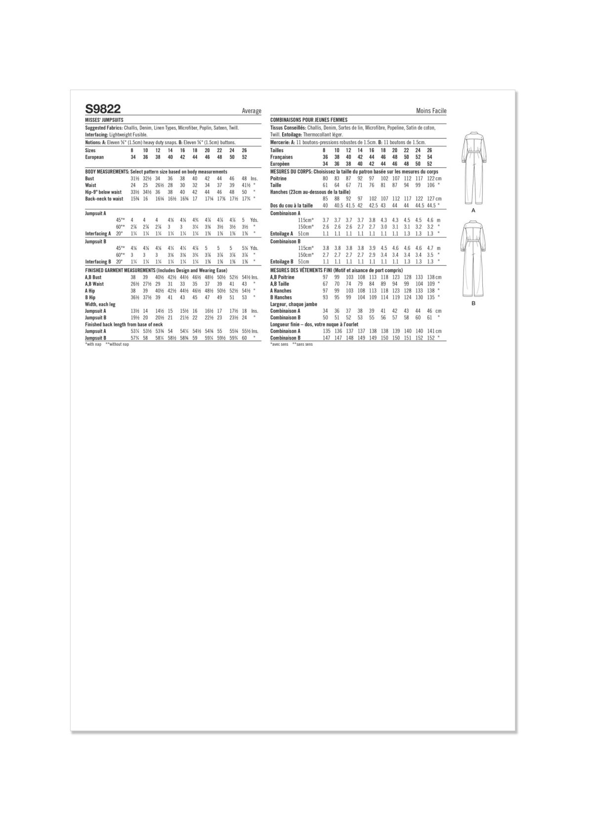 Simplicity Sewing Pattern S9822 Misses' Jumpsuits by Mimi G Style