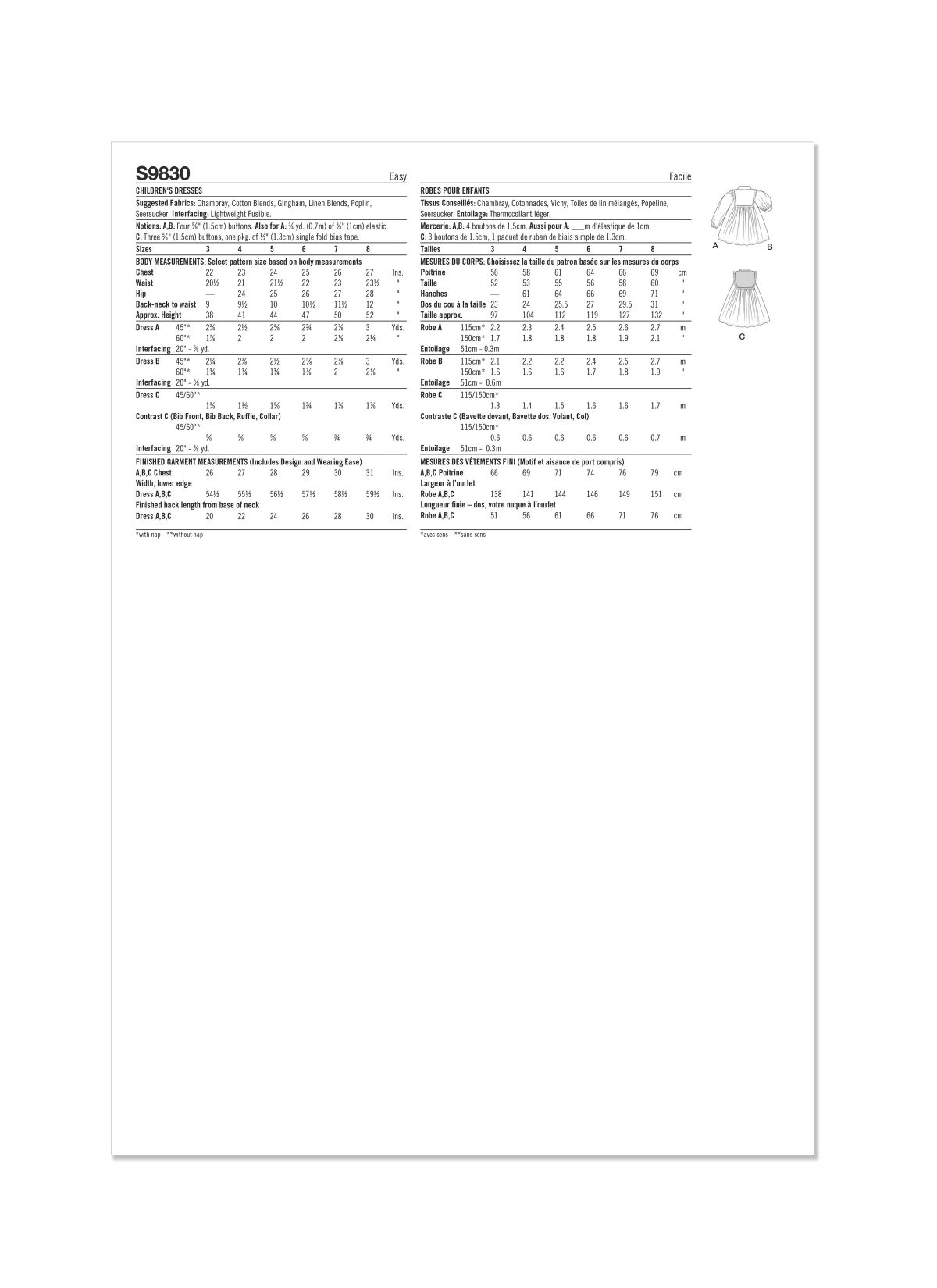 Simplicity Sewing Pattern S9830 Children's Dresses