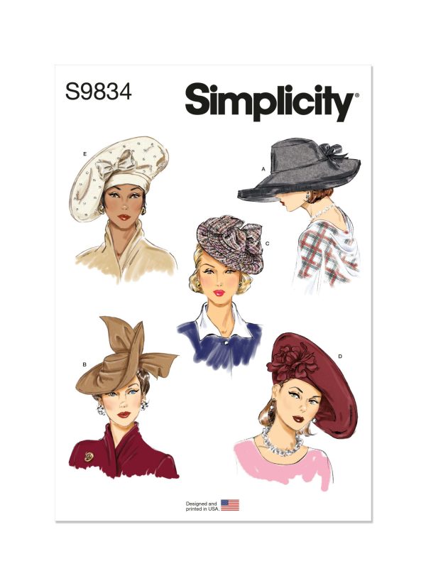 Simplicity Sewing Pattern S9834 Misses' Hats in Five Styles