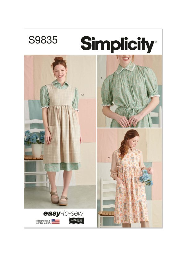 Simplicity Sewing Pattern S9835 Misses' Dress and Pinafore Apron In Two Lengths by Elaine Heigl Designs