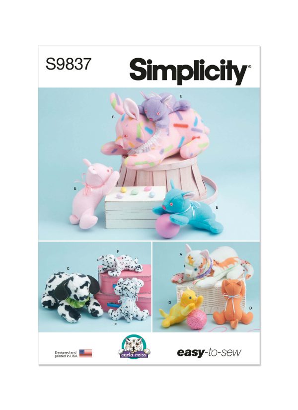Simplicity Sewing Pattern S9837 Plush Animals by Carla Reiss Design