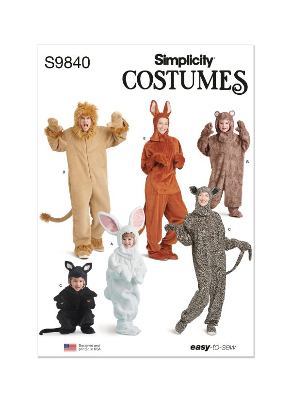 Simplicity Sewing Pattern S9840 Children's and Adult's Animal Costumes