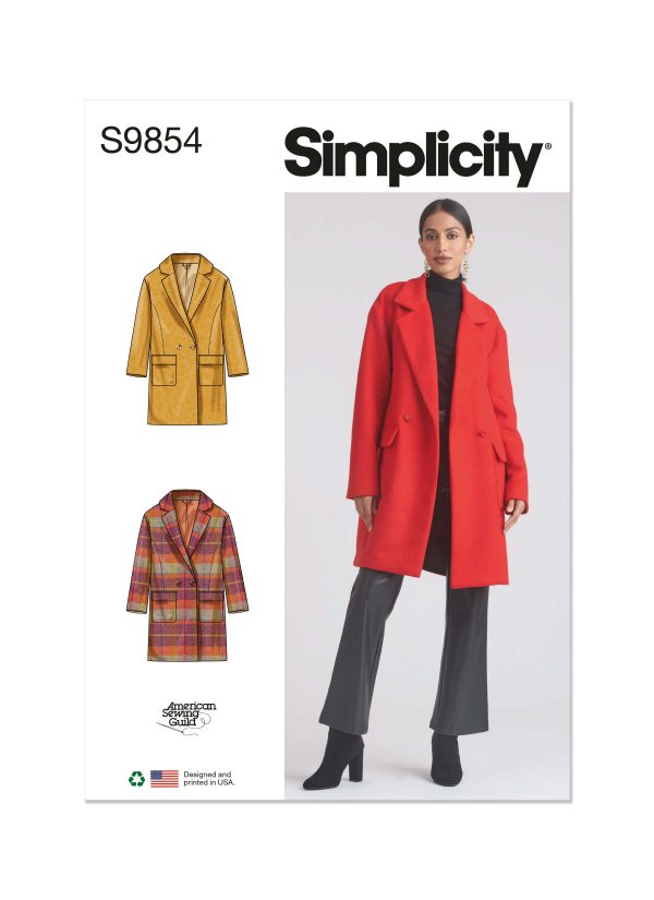 Simplicity Sewing Pattern S9854 Misses' Lined Coat for American Sewing Guild