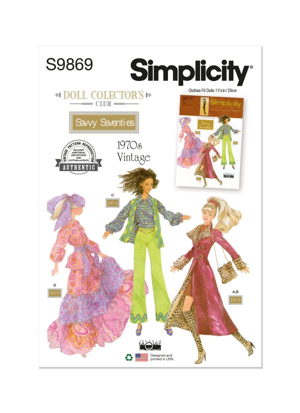 Simplicity Sewing Pattern S9869 Doll Clothes for 11 1/2" Fashion Doll by Theresa LaQuey