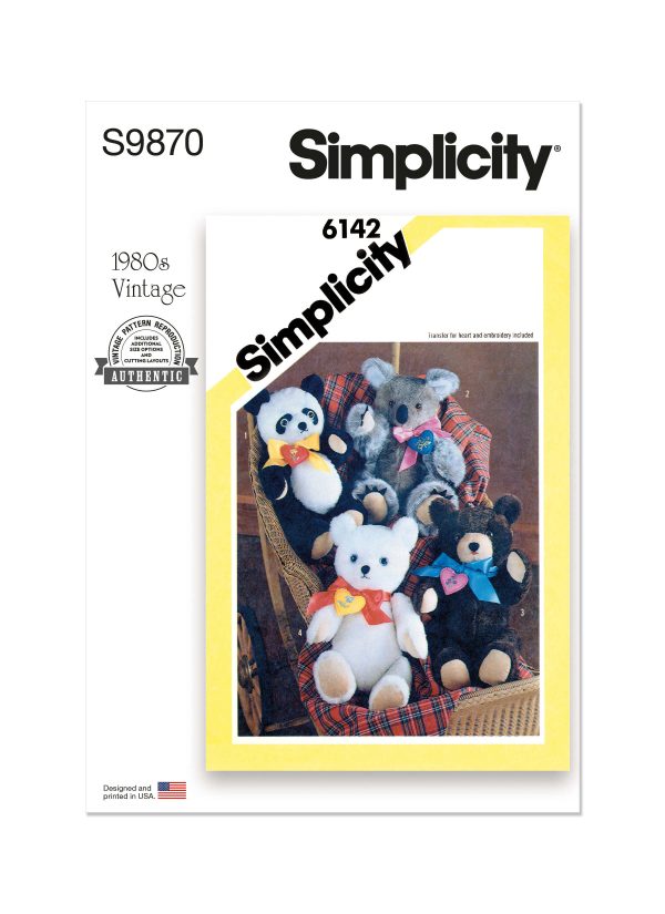 Simplicity Sewing Pattern S9870 Plush Bears