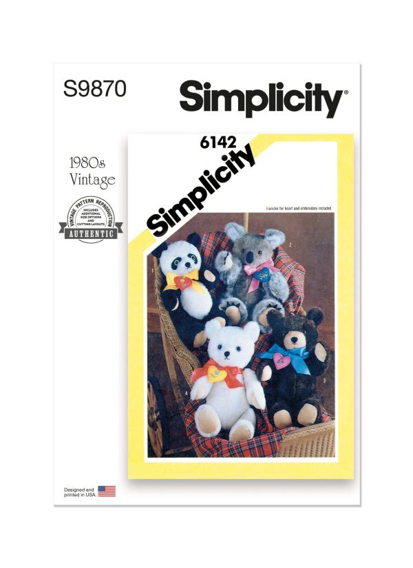 Simplicity Sewing Pattern S9870 Plush Bears