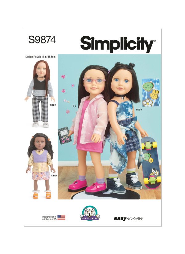 Simplicity Sewing Pattern S9874 18" Doll Clothes by Carla Reiss Design
