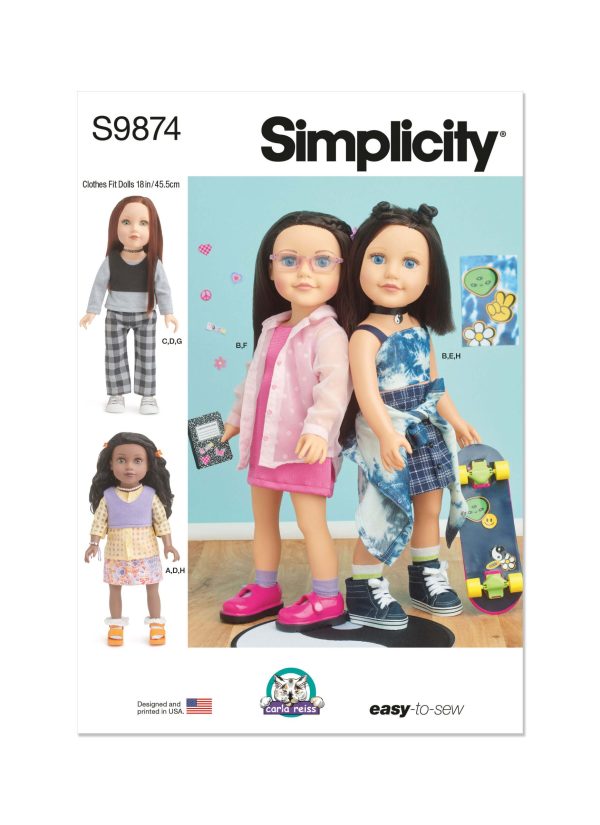Simplicity Sewing Pattern S9874 18" Doll Clothes by Carla Reiss Design
