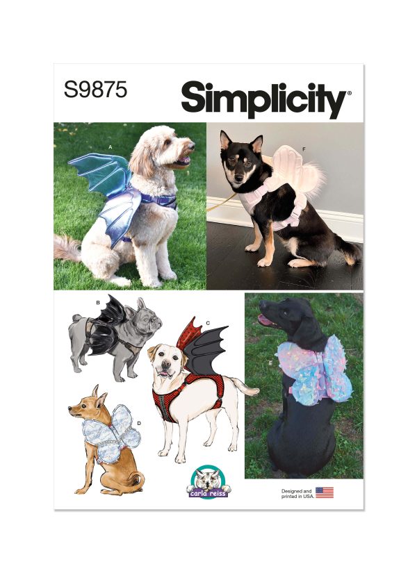 Simplicity Sewing Pattern S9875 Dog Harness with Wings by Carla Reiss Design