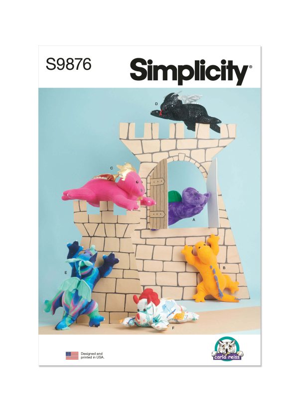 Simplicity Sewing Pattern S9876 Plush Dinosaurs and Dragons by Carla Reiss Design