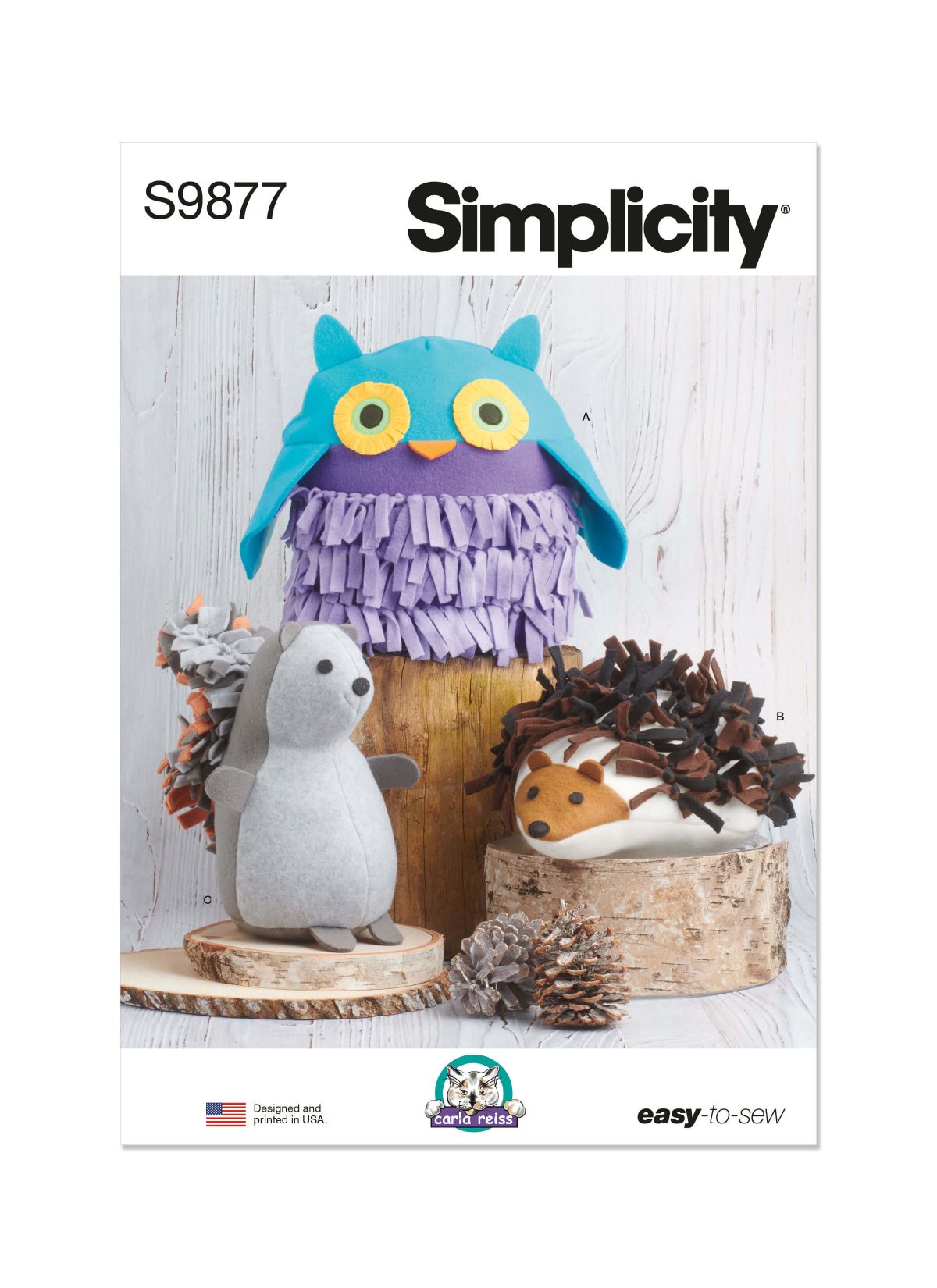 Simplicity Sewing Pattern S9877 Plush Animals by Carla Reiss Design