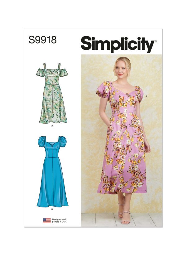 Simplicity Sewing Pattern S9918 Misses' Dress with Sleeve and Length Variations