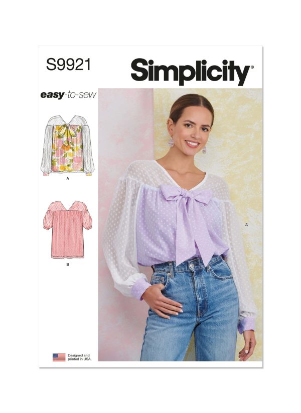 Simplicity Sewing Pattern S9921 Misses' Top with Sleeve Variations