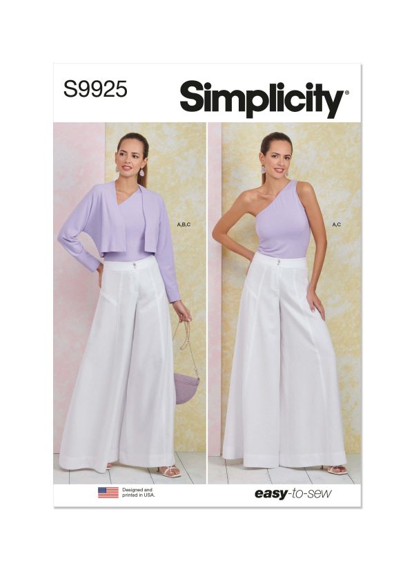 Simplicity Sewing Pattern S9925 Misses' Trousers, Knit Shrug and Top