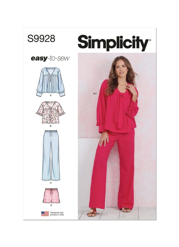 Simplicity Sewing Pattern S9928 Misses' Lounge Tops, Trousers and Shorts