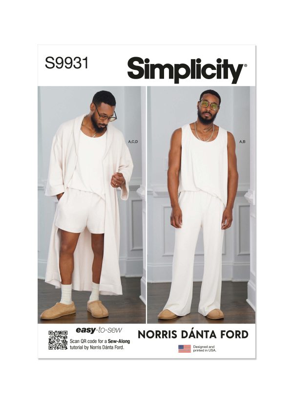 Simplicity Sewing Pattern S9931 Men's Robe, Knit Tank Top, Trousers and Shorts by Norris Danta Ford