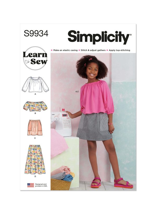 Simplicity Sewing Pattern S9934 Girls' Tops and Skirts